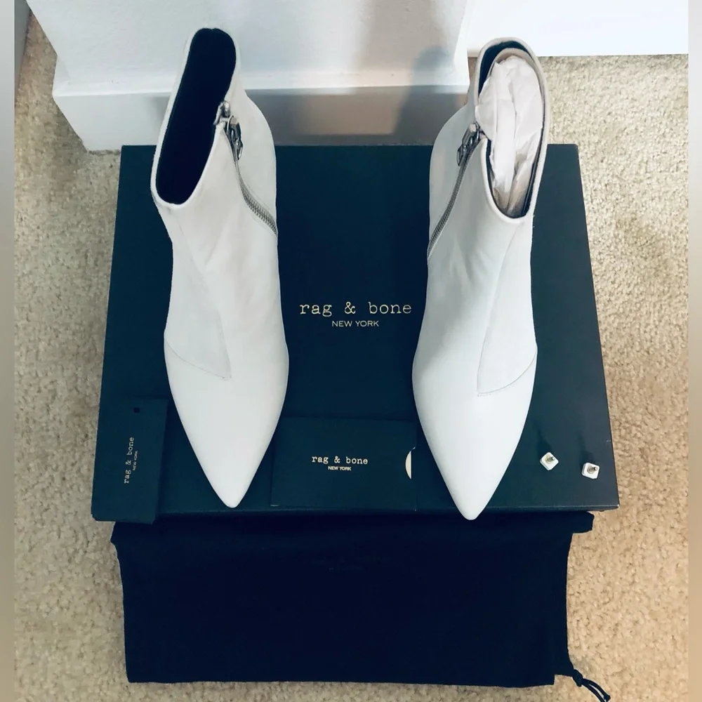 Rag & Bone Beha White Suede Leather Stiletto Ankle Boot. NIB. Sz 37.5 (7.5) - Picture 4 of 15